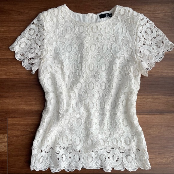 Mindy Maes Market Ampersand Ave White Lace Top - Picture 2 of 5